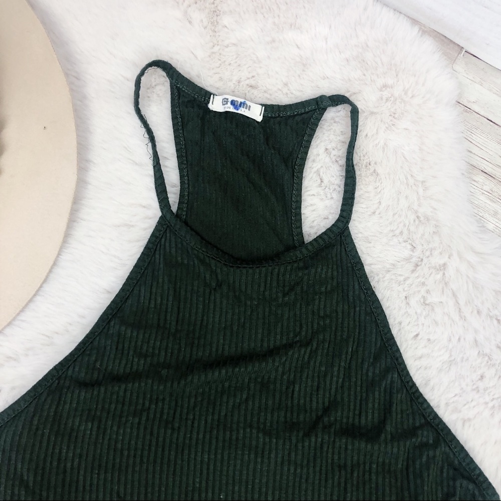 G Mini Green Ribbed Open Back Bodysuit M - Picture 3 of 5